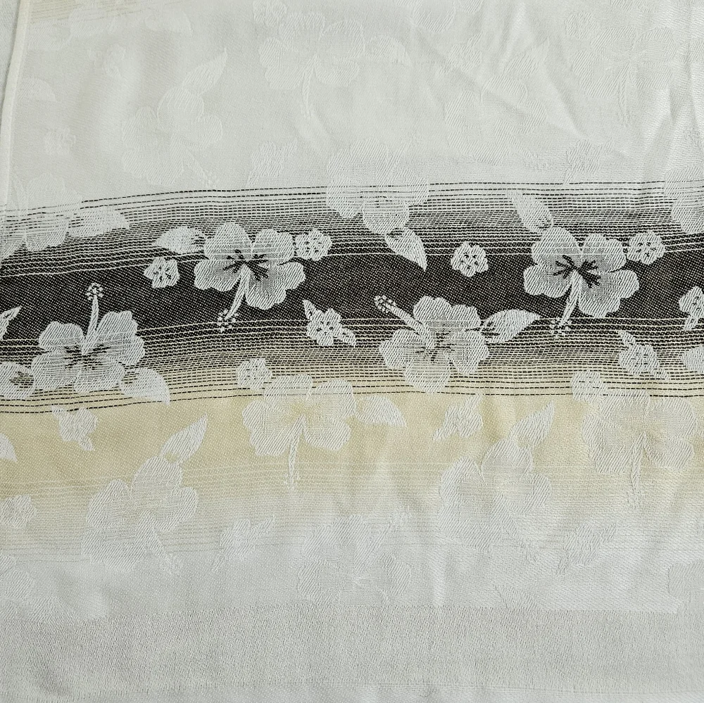 Womens 100% Cashmere Unbranded Scarf Wide Blanket Scarf Wrap Cozy‎ Ivory Floral